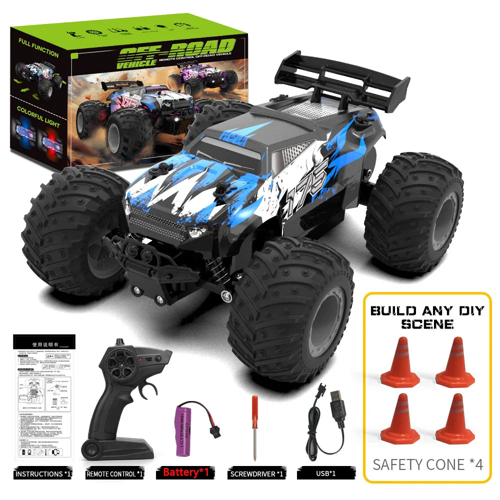 High-Speed Off-Road Remote Control Monster Truck with LED Lights