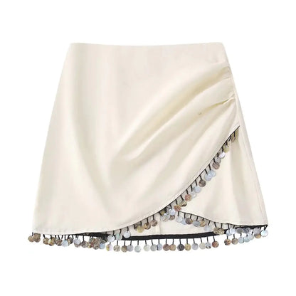 Beaded Wrap Skirt in Women's Linen Blend