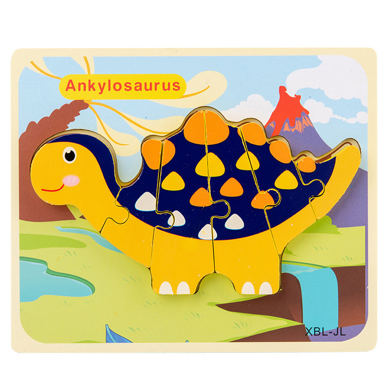 Wooden Dinosaur 3D Puzzle Jigsaw Set for Kids-1