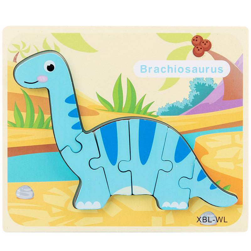 Wooden Dinosaur 3D Puzzle Jigsaw Set for Kids-2