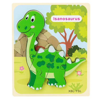 Wooden Dinosaur 3D Puzzle Jigsaw Set for Kids-4