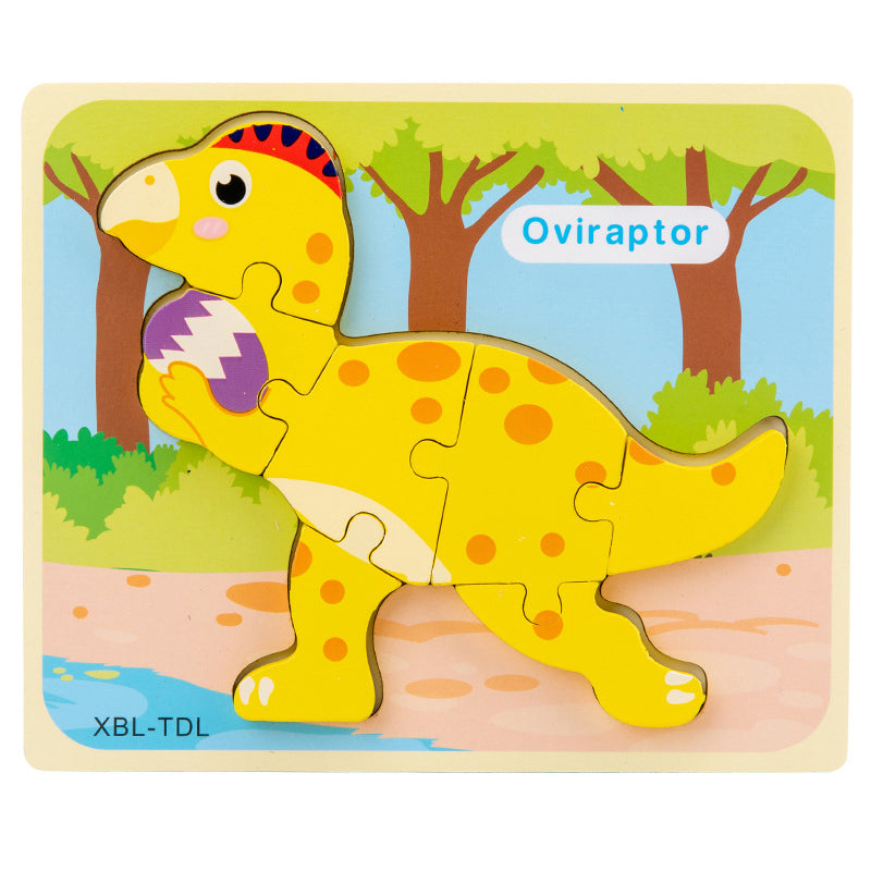 Wooden Dinosaur 3D Puzzle Jigsaw Set for Kids-7