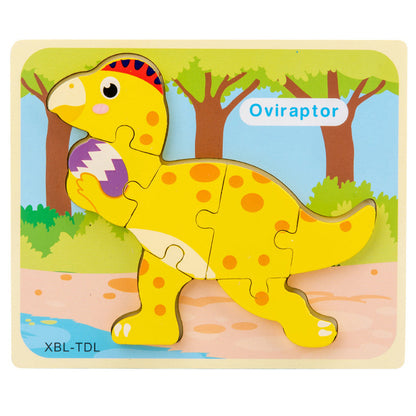 Wooden Dinosaur 3D Puzzle Jigsaw Set for Kids-7