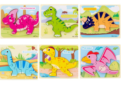 Wooden Dinosaur 3D Puzzle Jigsaw Set for Kids-6