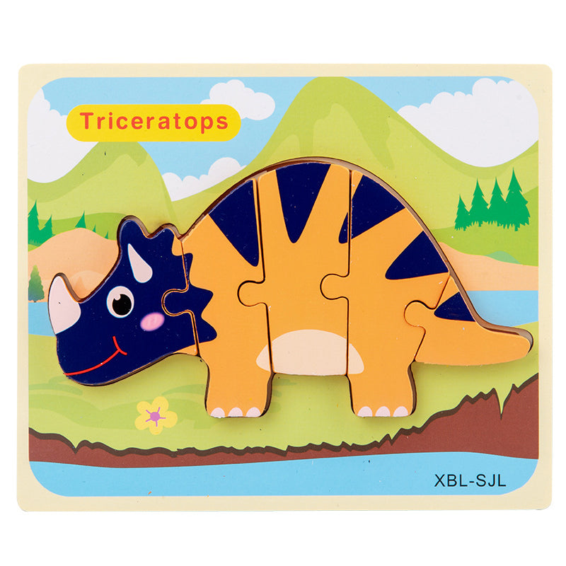 Wooden Dinosaur 3D Puzzle Jigsaw Set for Kids-10
