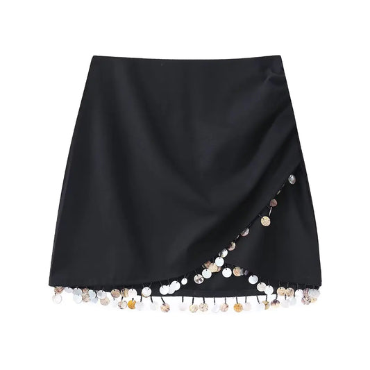 Beaded Wrap Skirt in Women's Linen Blend