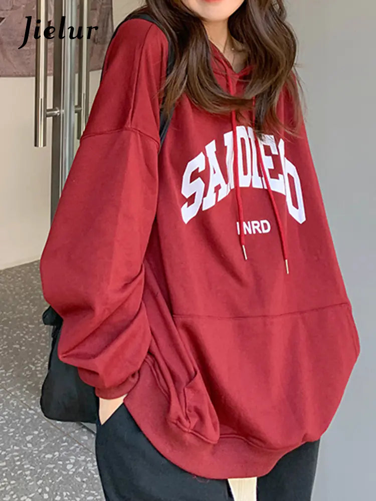 Jielur Autumn Contrast Color Slim Hoodies for Women